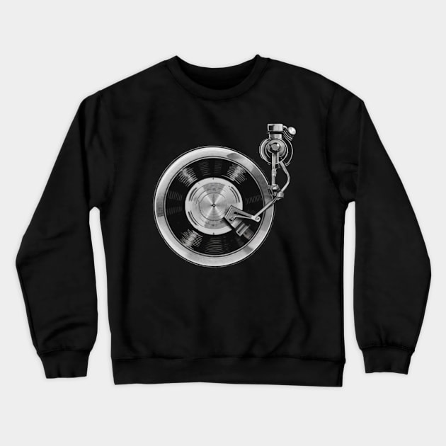 DJ Turntable, Playing Vinyl Record Photo Crewneck Sweatshirt by Aldrvnd